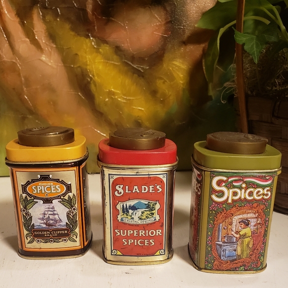 Vintage Style Tin Spice Containers Made In England By Case